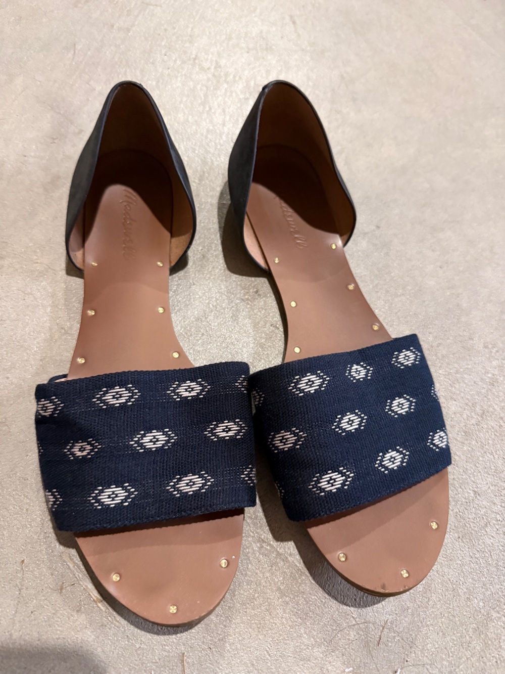 Jcrew size 10 Women’s Navy Azteca flats Slide Sandals